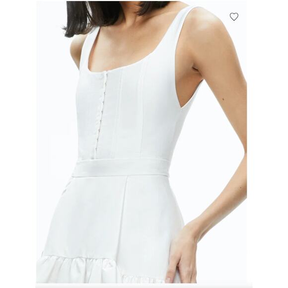 Alice + Olivia Diana Sleeveless Structured Midi Dress Off White 14 NWT Wedding - Picture 3 of 16